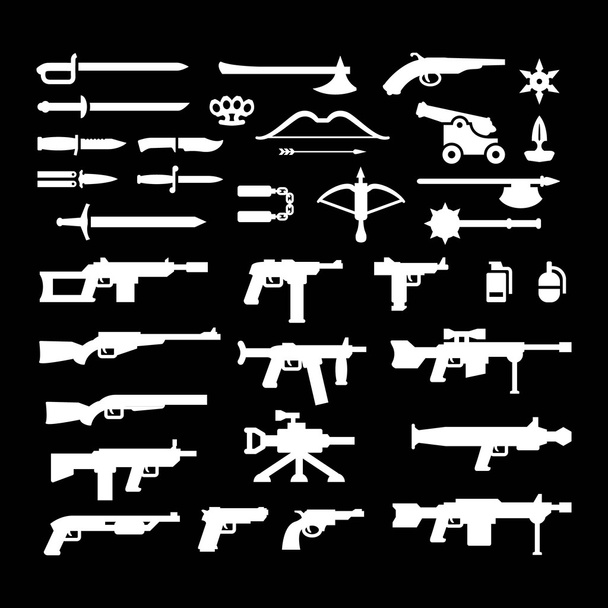 Set icons of weapons - Vector, Image