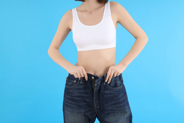 Concept of weight loss with slim girl - Foto, immagini