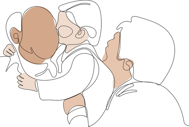 old men and women with their granddaughter - Vector, Image