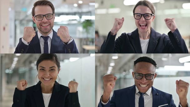Collage von Geschäftsleuten, die Erfolge feiern - Foto, Bild
