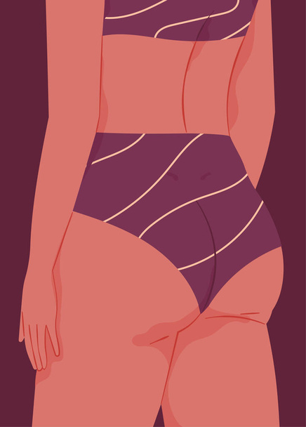 Fragment of a female body. Woman in lingerie from behind - Vector, afbeelding