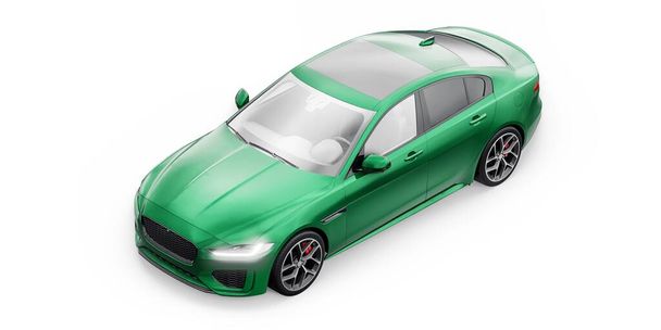 Green Premium sports sedan. 3D illustration. - Photo, Image