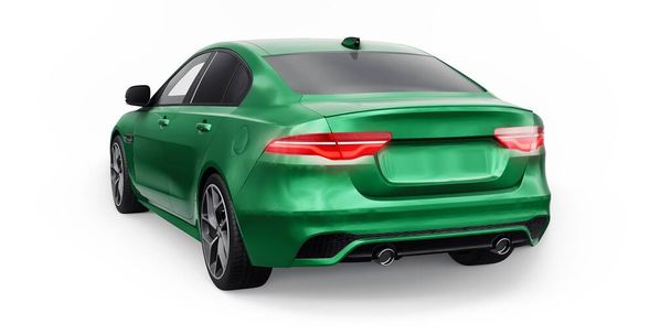 Πράσινο Premium σπορ sedan. 3D απεικόνιση. - Φωτογραφία, εικόνα