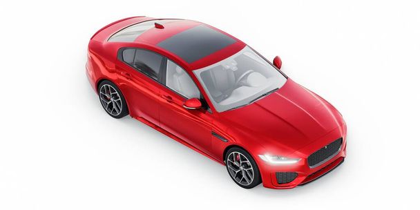 Спортивный седан Red Premium. 3D иллюстрация. - Фото, изображение
