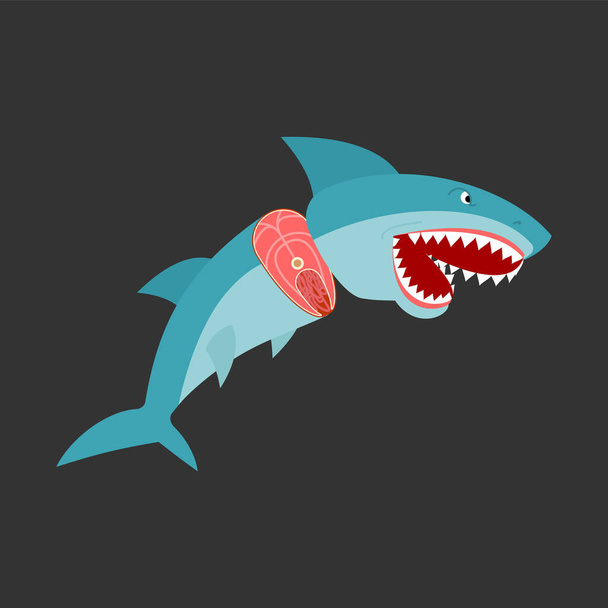 Shark fish slice isolated. Vector illustration Shark meat - Vetor, Imagem