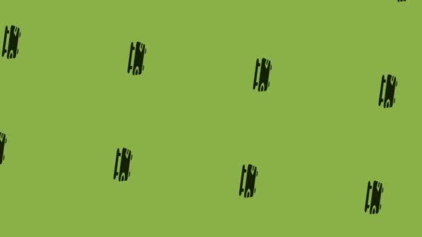 animatie van draaiende koffer pictogram op groene achtergrond - Video