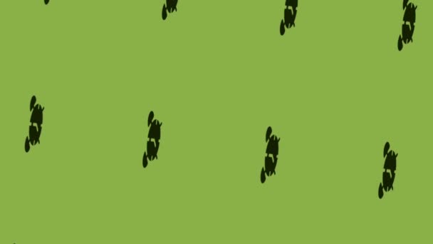 анимация иконки черного будильника вращается на зеленом фоне - Кадры, видео