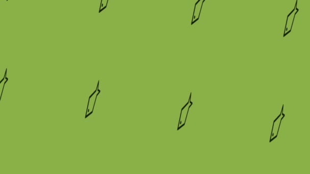 Animation des sich drehenden Fischsymbols auf grünem Hintergrund - Filmmaterial, Video