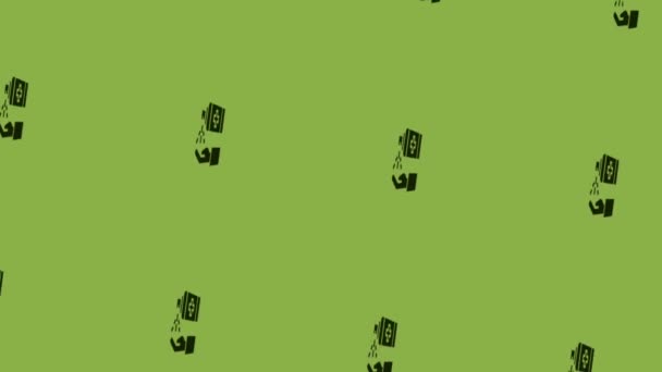 animazione dell'icona della mano e del disinfettante che gira su sfondo verde - Filmati, video