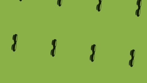 binoculares icono de animación sobre fondo verde - Metraje, vídeo
