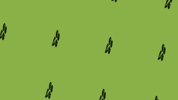 緑色の背景にベリーアイコンを回転させるアニメーション - 映像、動画