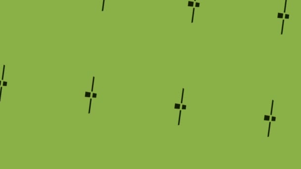 czarny krzyż ikona animacja na zielonym tle - Materiał filmowy, wideo