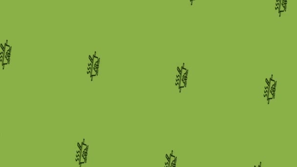 Animation des Kochtopfsymbols dreht sich auf grünem Hintergrund - Filmmaterial, Video