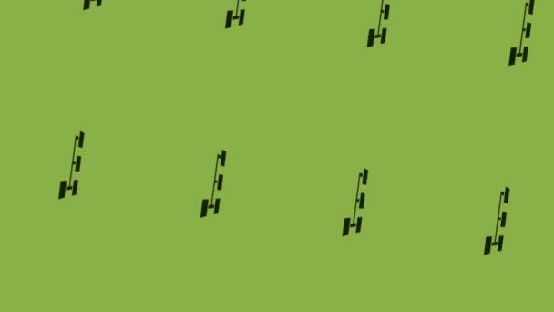 animazione di quadrati blocco schema icona filatura su sfondo verde - Filmati, video