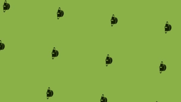 animazione di caduta bomba icona filatura su sfondo verde - Filmati, video