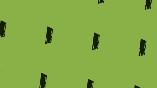 animation de l'icône du dossier papier noir sur fond vert - Séquence, vidéo