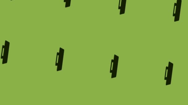animación de negro bolsa de compras girando sobre fondo verde - Metraje, vídeo