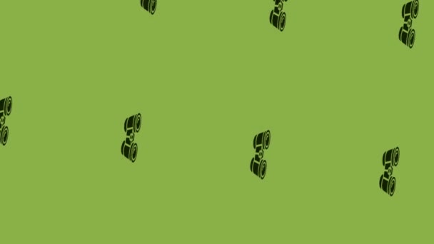 анимация иконки вращающегося бинокля на зеленом фоне - Кадры, видео