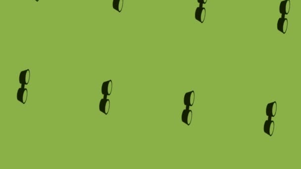 Rotierendes Fernglas-Symbol Animation auf grünem Hintergrund - Filmmaterial, Video