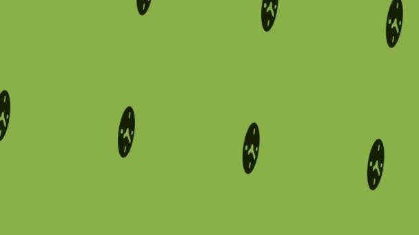 animatie van zwarte ronde klok pictogram draaien op groene achtergrond - Video