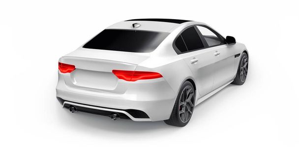 White Premium sports sedan. 3D illustration. - Photo, Image