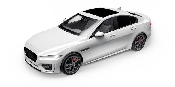 White Premium sports sedan. 3D illustration. - Photo, Image