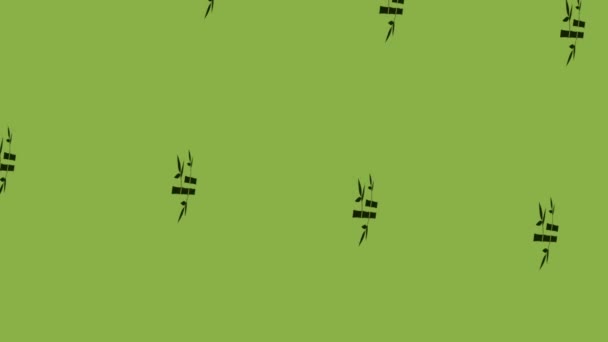 animación de palos de bambú girando icono sobre fondo verde  - Metraje, vídeo