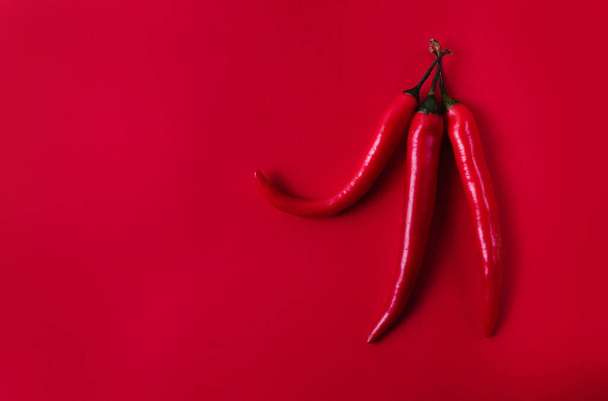 Red chili pepper on a red background - Foto, Imagem