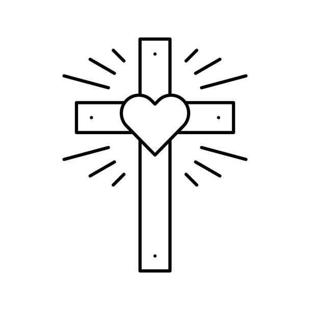 foi christianisme ligne icône vectoriel illustration - Vecteur, image