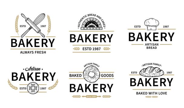 Insignias de panadería vectorial, iconos y elementos de diseño - Vector, Imagen