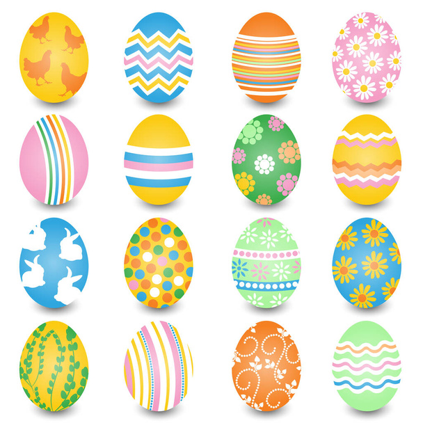 Set of easter eggs. Vector illustration of isolated eggs on white background. - Vector, Imagen