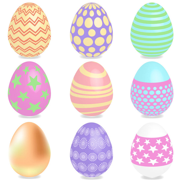 Set of easter eggs. Vector illustration of 3D isolated eggs on white background. - Вектор, зображення