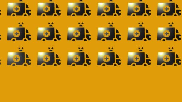 animace ikony černé ambulance na žluté - Záběry, video