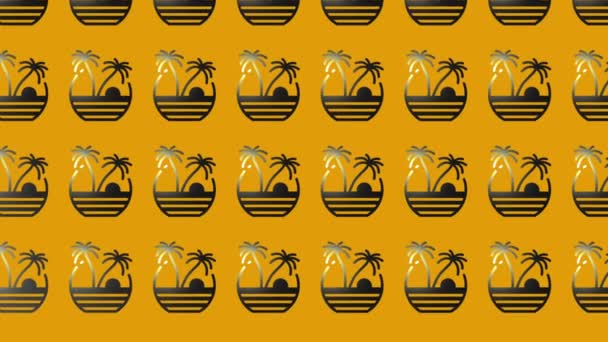 palm trees on beach icon animation on yellow - Footage, Video