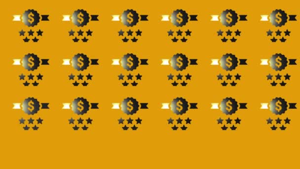эмблема с символом доллара и иконкой звезды на желтом - Кадры, видео