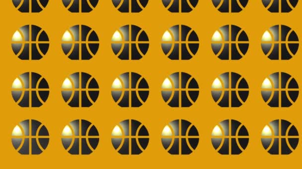black basketball icon animation on yellow - Footage, Video