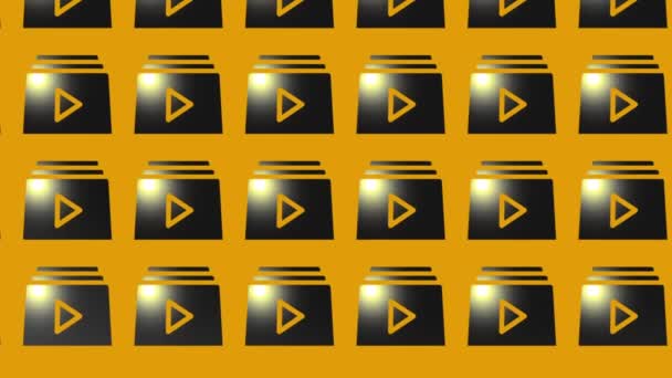 анимация значка черной кнопки воспроизведения на желтом - Кадры, видео