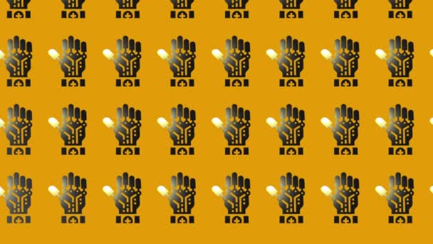 robot hand icon animation on yellow - Footage, Video
