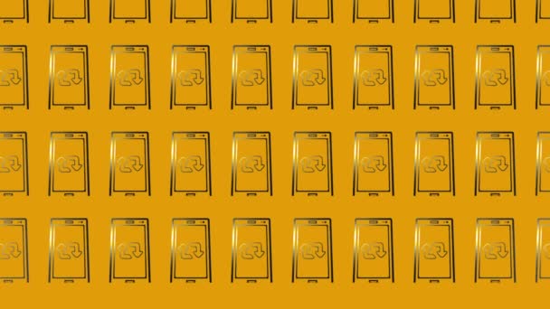flèches sur l'icône de l'écran du smartphone animation sur jaune - Séquence, vidéo