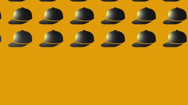 black baseball cap icon animation on yellow - Footage, Video