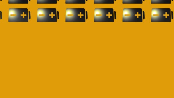 battery with plus and minus poles icon animation on yellow - Filmagem, Vídeo