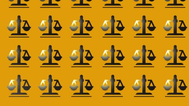 Justitie schalen pictogram animatie op geel - Video