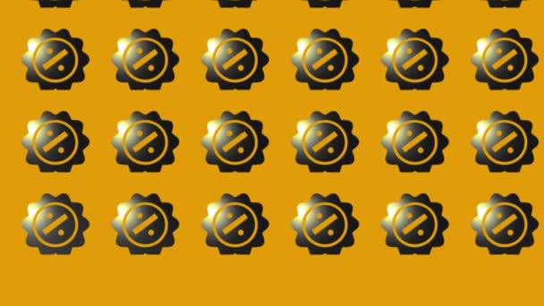 animatie van zwarte korting logo pictogram animatie op geel - Video