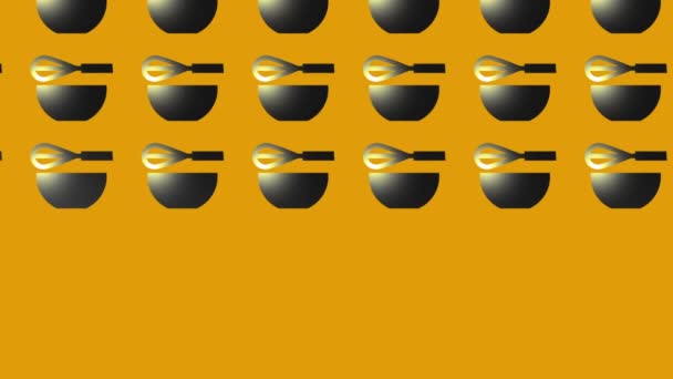 animation d'icône de fouet et bol noir sur jaune - Séquence, vidéo