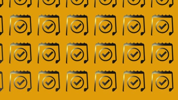 página del calendario con la marca de verificación icono de animación en amarillo - Metraje, vídeo