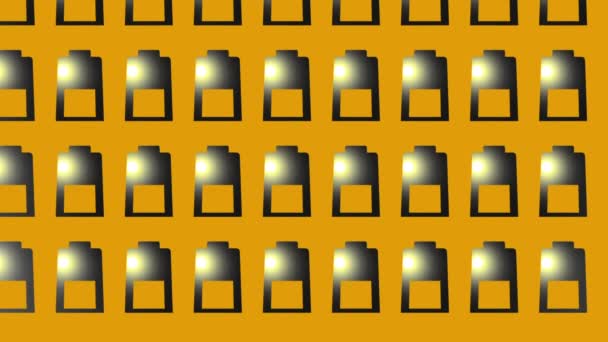 animation of black battery icon on yellow - Felvétel, videó