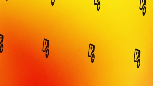 draaiende foto met plus teken pictogram animatie op oranje en geel - Video