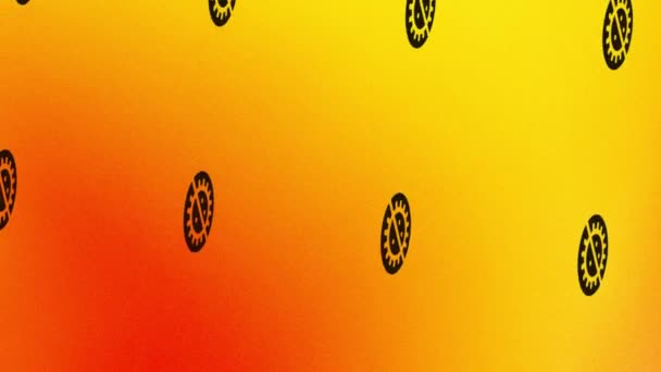 rotating anti bacteria icon animation on orange and yellow - Footage, Video