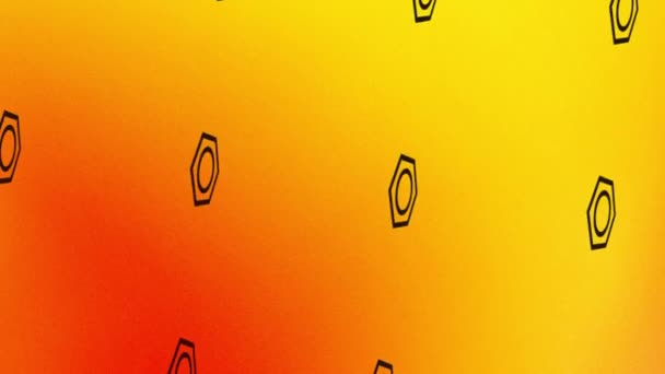 obracająca się ikona benzenu na pomarańczowo-żółtym - Materiał filmowy, wideo