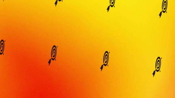 rotující šipka v animaci cílové ikony na oranžové a žluté - Záběry, video